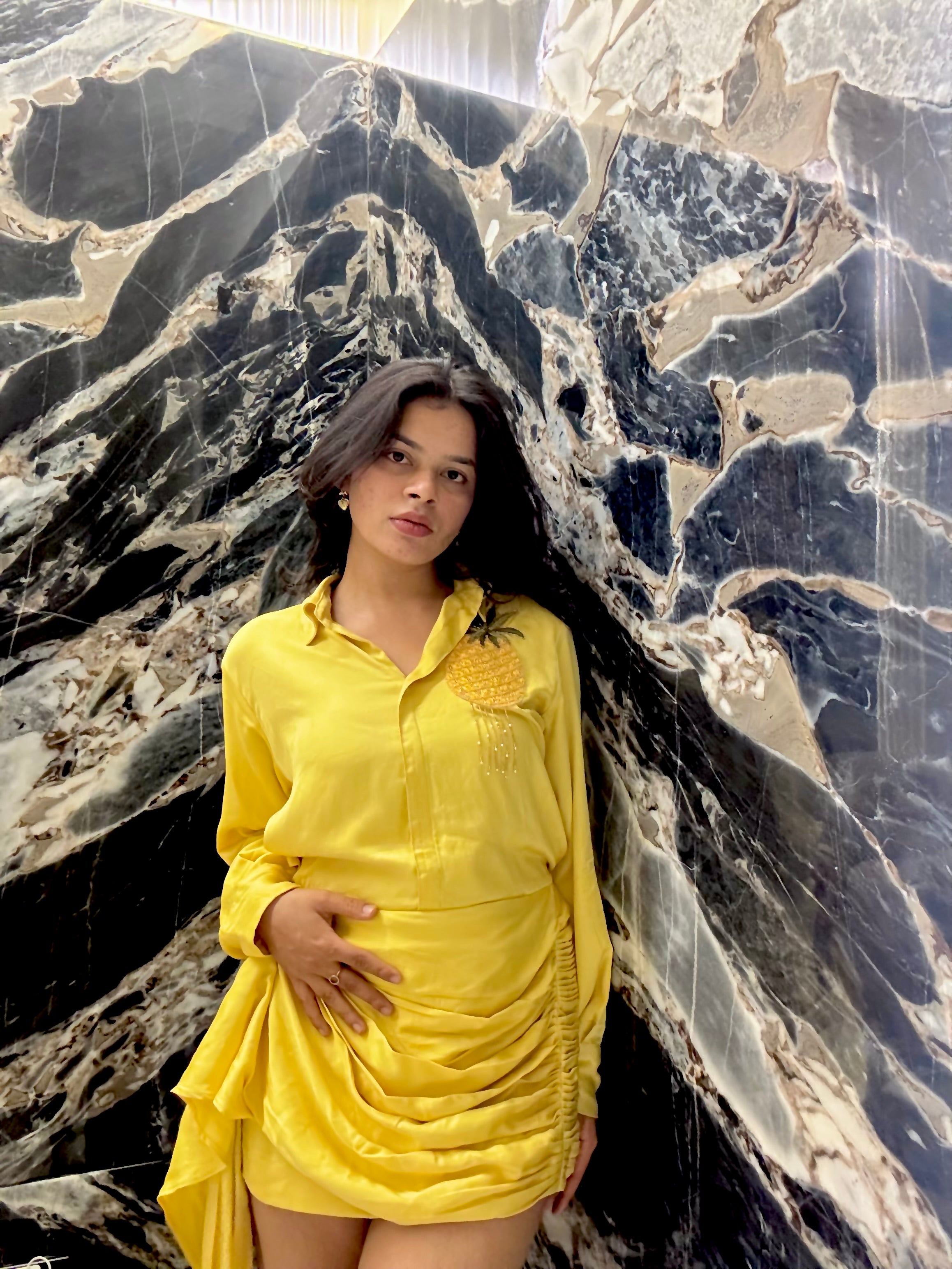 Pineapple punch drape dress