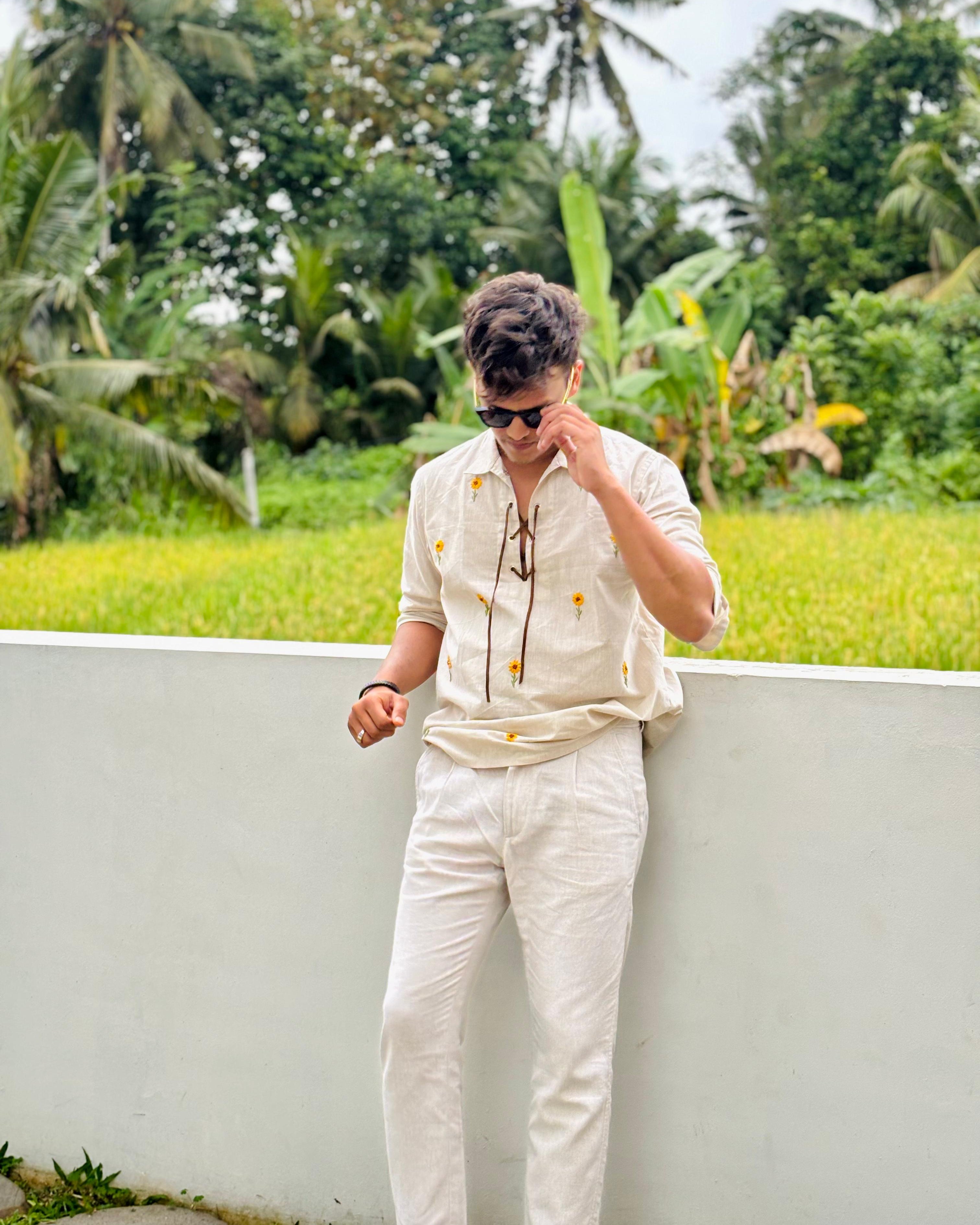 Gold baby lace up shirt