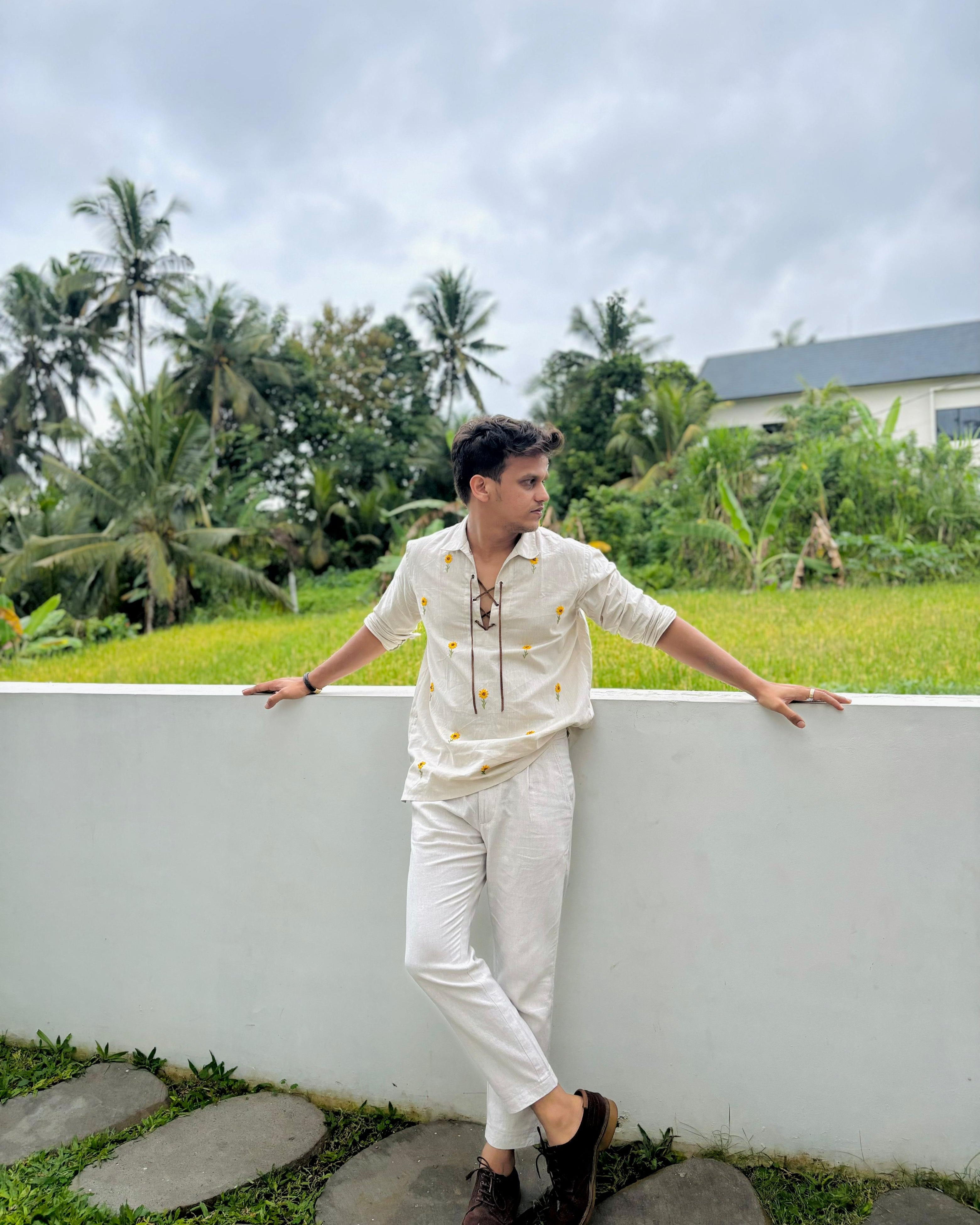 Gold baby lace up shirt